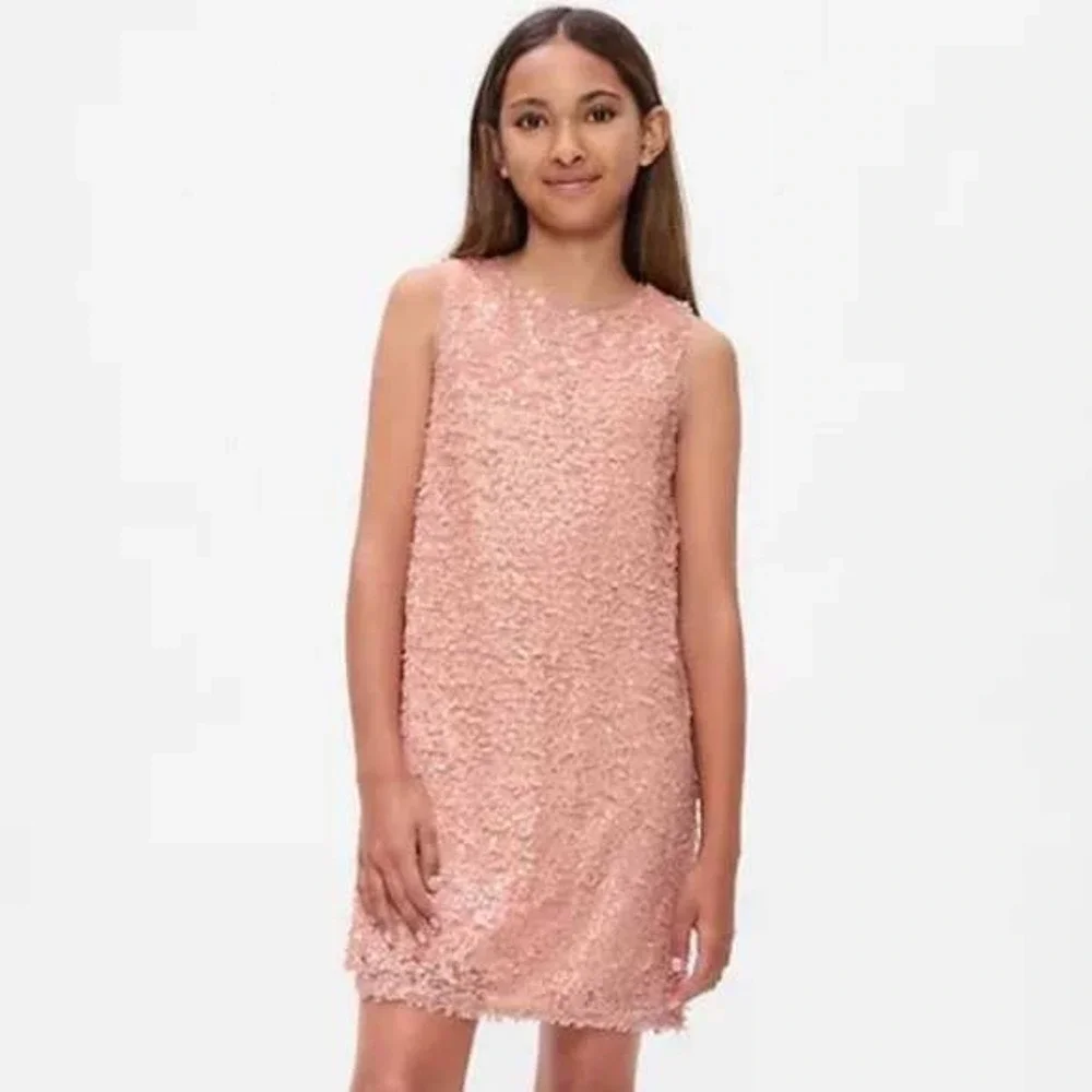 $69.95 Gap Kids Sequin Shift Dress Rose Pink Party Occasion Sleeveless‎ L 10/11